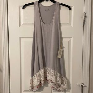 Grey long camisole with lace detail